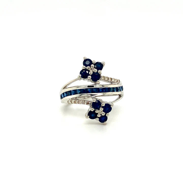 Anello Double Flower Zaffiro