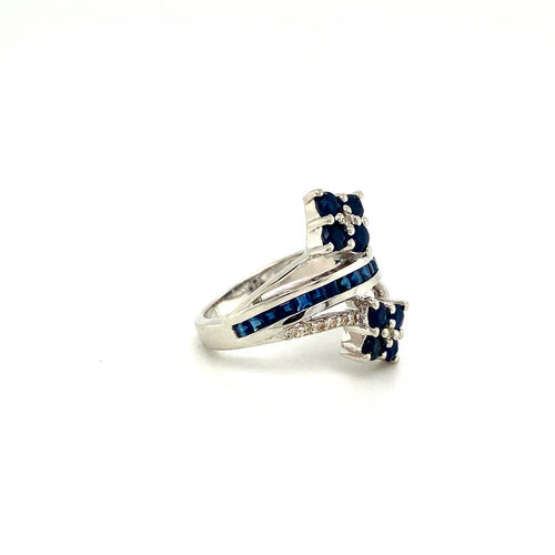 Anello Double Flower Zaffiro